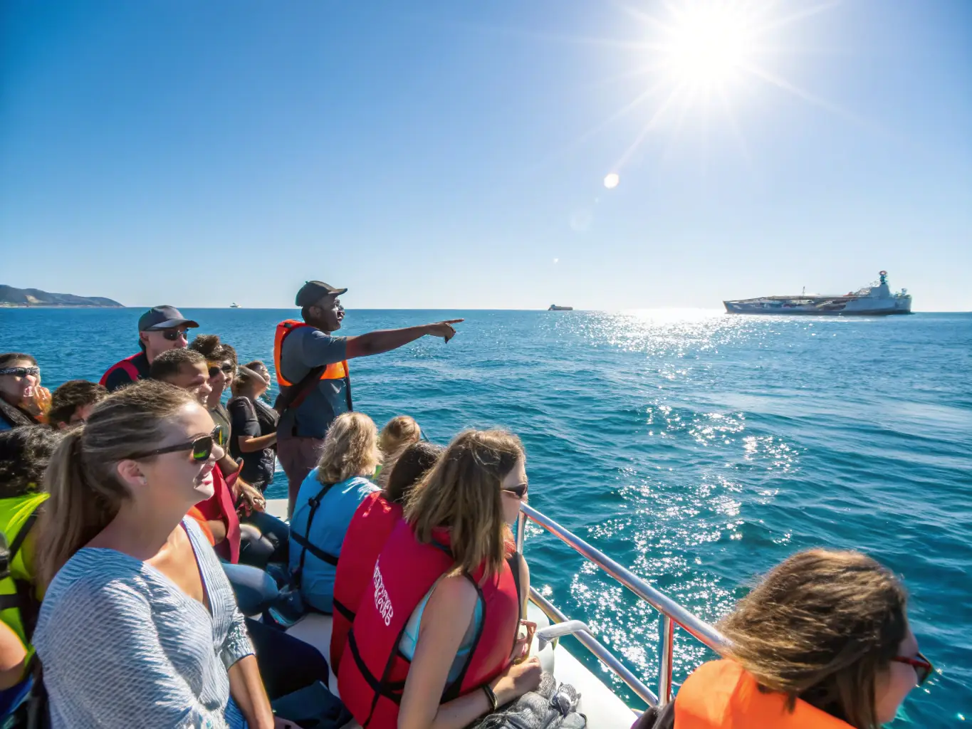 A vibrant image showcasing a group of people sailing on a sunny day at Lastioules, with clear blue water and lush green surroundings. The focus is on teamwork and the joy of sailing.