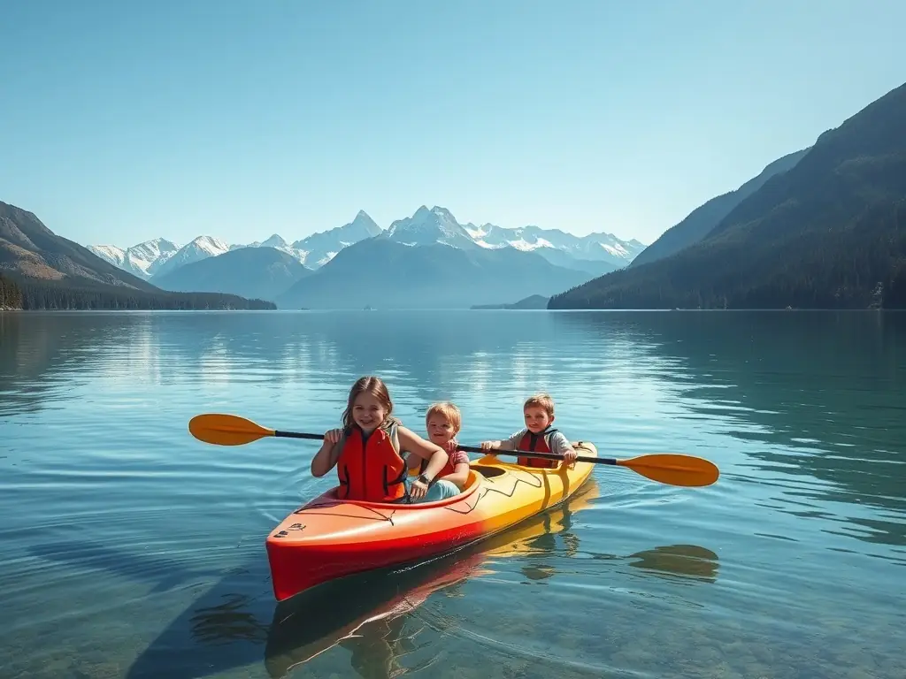 Families and individuals enjoying a leisurely boat ride on a peaceful lake, smiling and engaging with nature during ASSOCIATION NAUTIQUE's recreational water programs.